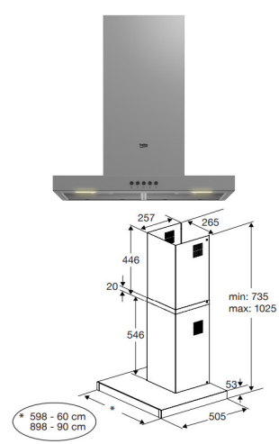 MAY HUT MUI BEKO BHCB61622BXH 2 - MÁY HÚT MÙI BEKO BHCB61622BXH